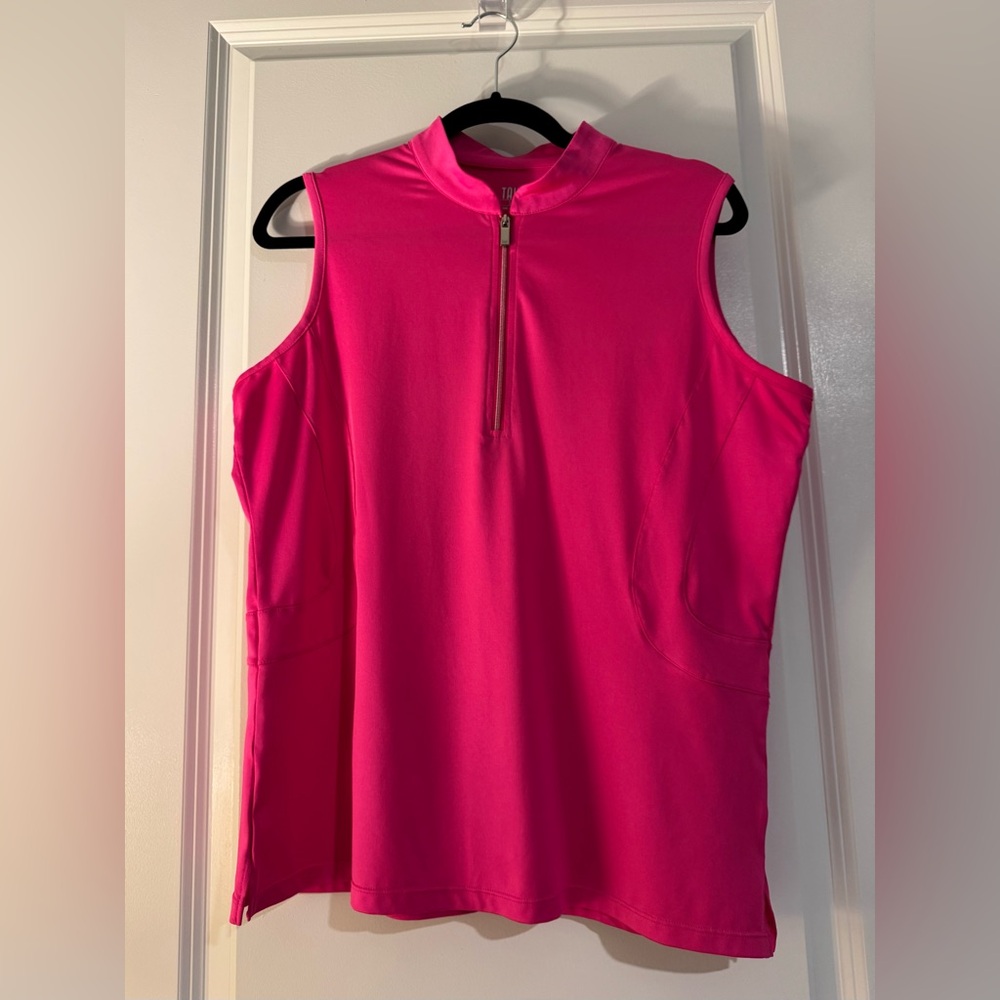 Tail Neon Pink Sleeveless Zip Mock Neck Tank